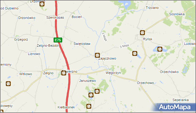 mapa Zajączkowo gmina Chełmża, Zajączkowo gmina Chełmża na mapie Targeo