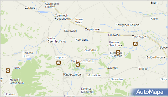 mapa Zakłodzie, Zakłodzie na mapie Targeo