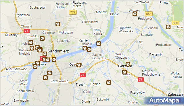 mapa Zalesie Gorzyckie, Zalesie Gorzyckie na mapie Targeo