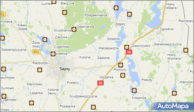 mapa Zaleskie gmina Sejny, Zaleskie gmina Sejny na mapie Targeo