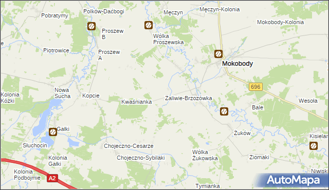 mapa Zaliwie-Brzozówka, Zaliwie-Brzozówka na mapie Targeo