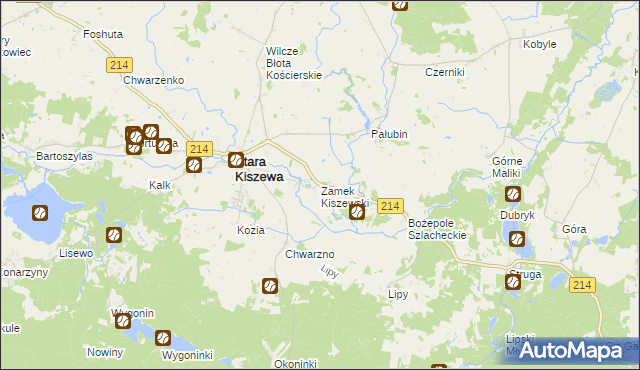 mapa Zamek Kiszewski, Zamek Kiszewski na mapie Targeo