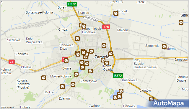 mapa Zamościa, Zamość na mapie Targeo