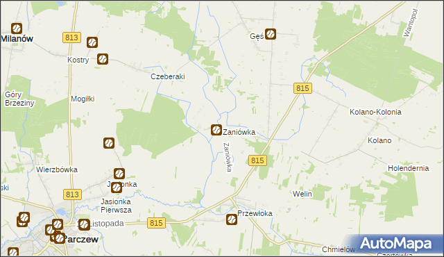 mapa Zaniówka, Zaniówka na mapie Targeo