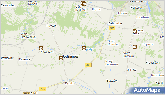 mapa Zapady gmina Godzianów, Zapady gmina Godzianów na mapie Targeo