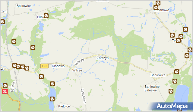 mapa Żarczyn gmina Widuchowa, Żarczyn gmina Widuchowa na mapie Targeo