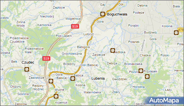 mapa Zarzecze gmina Boguchwała, Zarzecze gmina Boguchwała na mapie Targeo