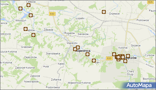 mapa Zarzeka gmina Wąwolnica, Zarzeka gmina Wąwolnica na mapie Targeo