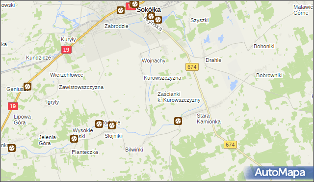 mapa Zaścianki k. Kurowszczyzny, Zaścianki k. Kurowszczyzny na mapie Targeo