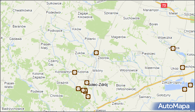 mapa Zborów gmina Solec-Zdrój, Zborów gmina Solec-Zdrój na mapie Targeo