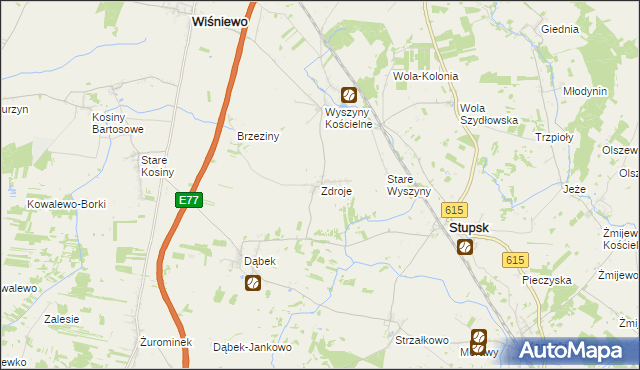 mapa Zdroje gmina Stupsk, Zdroje gmina Stupsk na mapie Targeo