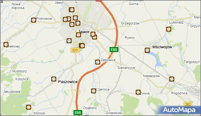 mapa Zębowice gmina Paszowice, Zębowice gmina Paszowice na mapie Targeo