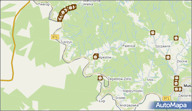 mapa Żegiestów, Żegiestów na mapie Targeo