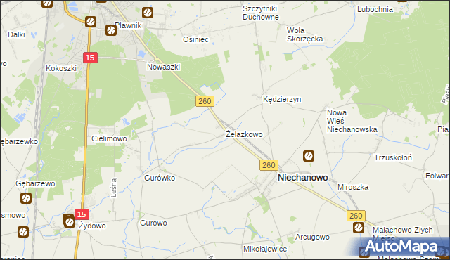 mapa Żelazkowo gmina Niechanowo, Żelazkowo gmina Niechanowo na mapie Targeo