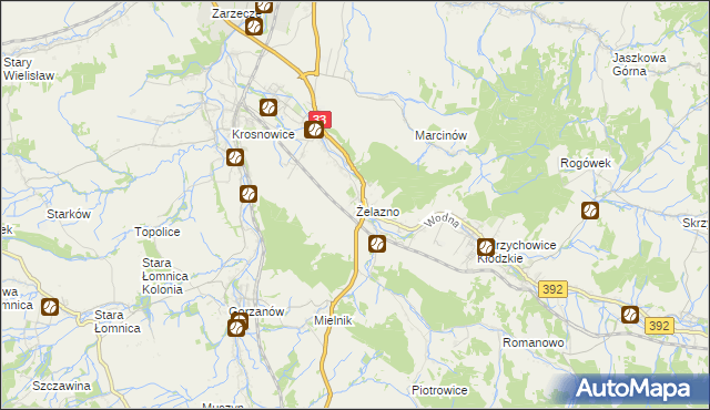 mapa Żelazno gmina Kłodzko, Żelazno gmina Kłodzko na mapie Targeo