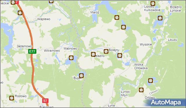 mapa Żelazno gmina Nidzica, Żelazno gmina Nidzica na mapie Targeo