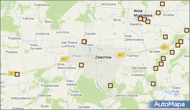 mapa Żelechów powiat garwoliński, Żelechów powiat garwoliński na mapie Targeo