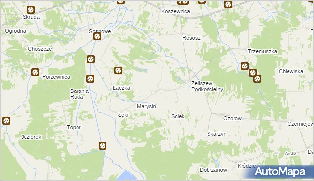 mapa Żeliszew Duży, Żeliszew Duży na mapie Targeo