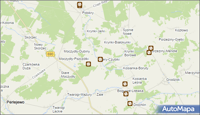 mapa Żery-Czubiki, Żery-Czubiki na mapie Targeo