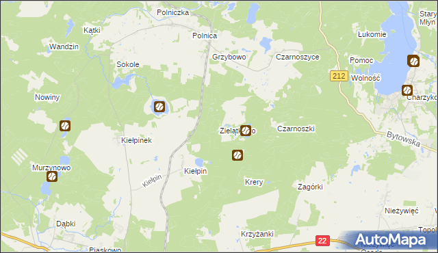 mapa Zielątkowo gmina Człuchów, Zielątkowo gmina Człuchów na mapie Targeo