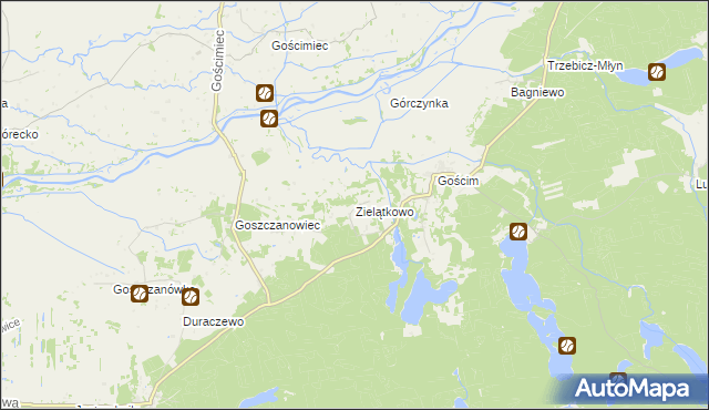 mapa Zielątkowo gmina Drezdenko, Zielątkowo gmina Drezdenko na mapie Targeo