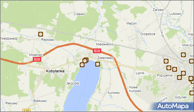 mapa Zieleniewo gmina Kobylanka, Zieleniewo gmina Kobylanka na mapie Targeo