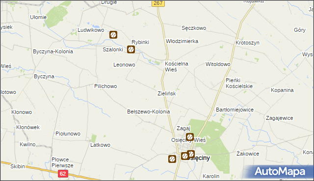 mapa Zielińsk, Zielińsk na mapie Targeo