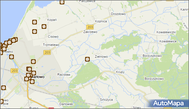 mapa Zielnowo gmina Darłowo, Zielnowo gmina Darłowo na mapie Targeo