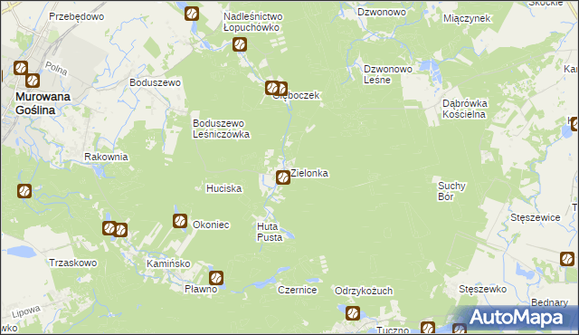 mapa Zielonka gmina Murowana Goślina, Zielonka gmina Murowana Goślina na mapie Targeo