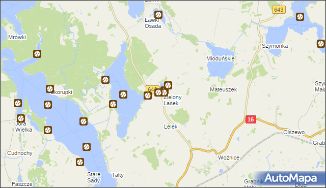 mapa Zielony Lasek gmina Ryn, Zielony Lasek gmina Ryn na mapie Targeo