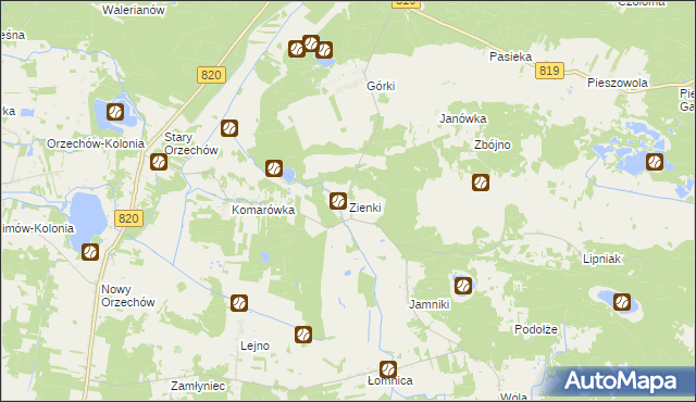 mapa Zienki, Zienki na mapie Targeo