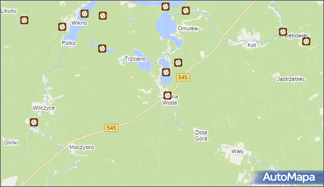 mapa Zimna Woda gmina Nidzica, Zimna Woda gmina Nidzica na mapie Targeo