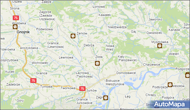 mapa Złota gmina Czchów, Złota gmina Czchów na mapie Targeo