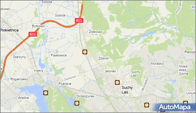 mapa Złotniki gmina Suchy Las, Złotniki gmina Suchy Las na mapie Targeo