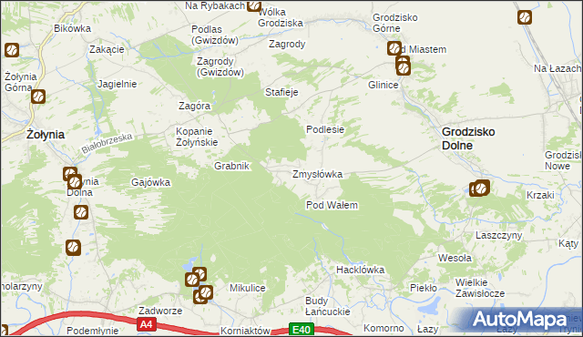 mapa Zmysłówka gmina Grodzisko Dolne, Zmysłówka gmina Grodzisko Dolne na mapie Targeo