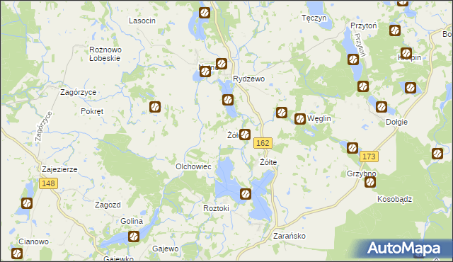 mapa Żółcin, Żółcin na mapie Targeo