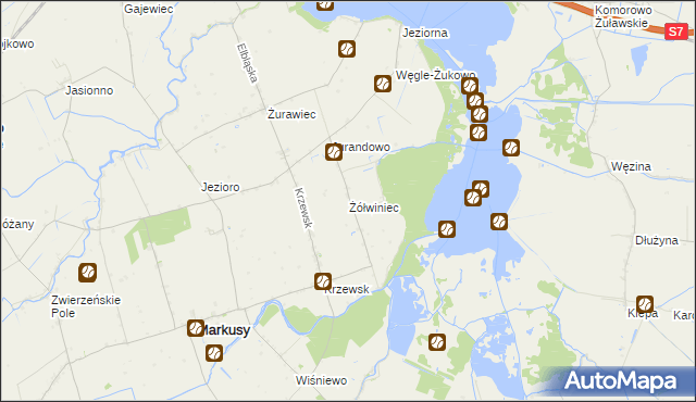 mapa Żółwiniec gmina Markusy, Żółwiniec gmina Markusy na mapie Targeo