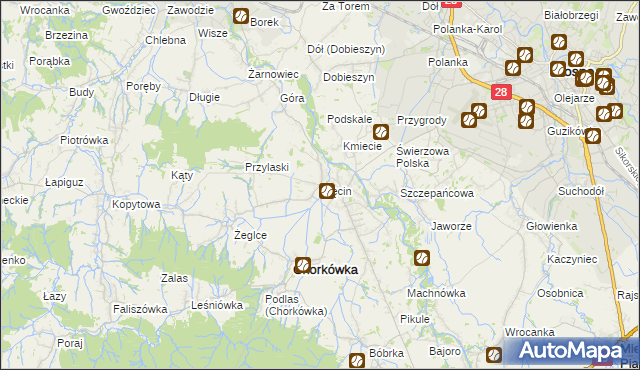 mapa Zręcin, Zręcin na mapie Targeo