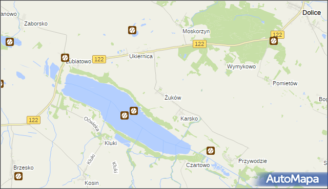 mapa Żuków gmina Przelewice, Żuków gmina Przelewice na mapie Targeo