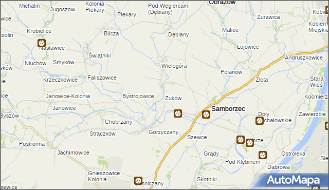 mapa Żuków gmina Samborzec, Żuków gmina Samborzec na mapie Targeo