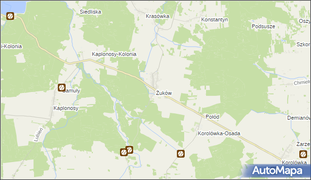 mapa Żuków gmina Włodawa, Żuków gmina Włodawa na mapie Targeo