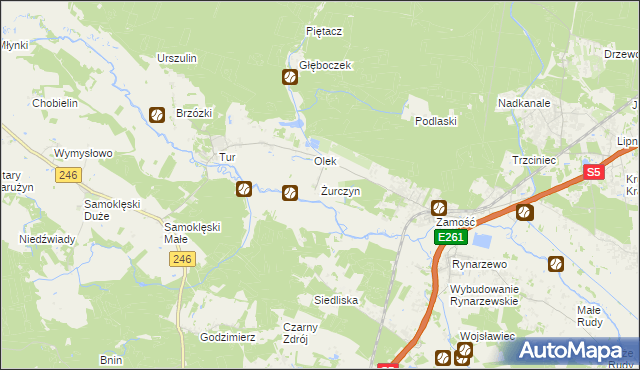 mapa Żurczyn, Żurczyn na mapie Targeo