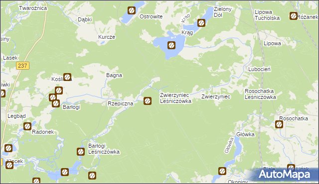 mapa Zwierzyniec Leśniczówka, Zwierzyniec Leśniczówka na mapie Targeo