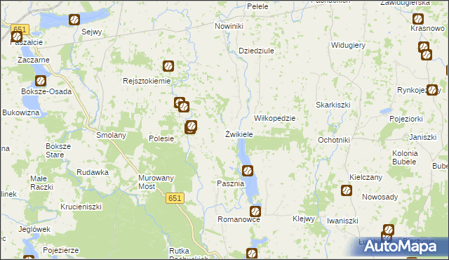 mapa Żwikiele, Żwikiele na mapie Targeo