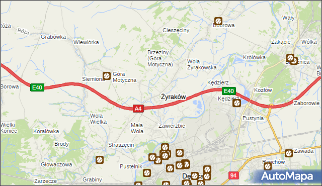 mapa Żyraków, Żyraków na mapie Targeo