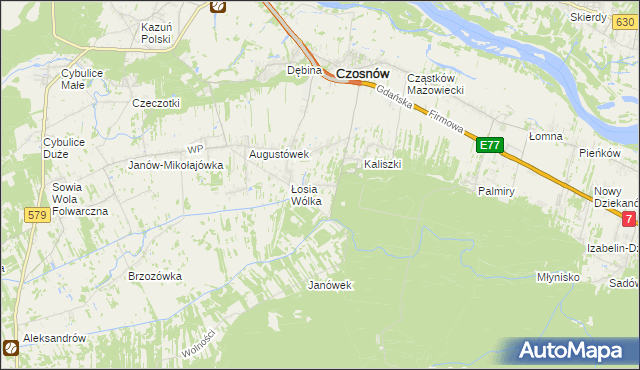 mapa Adamówek gmina Czosnów, Adamówek gmina Czosnów na mapie Targeo