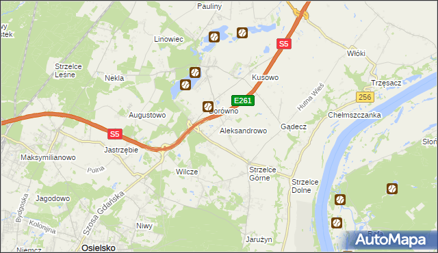 mapa Aleksandrowo gmina Dobrcz, Aleksandrowo gmina Dobrcz na mapie Targeo