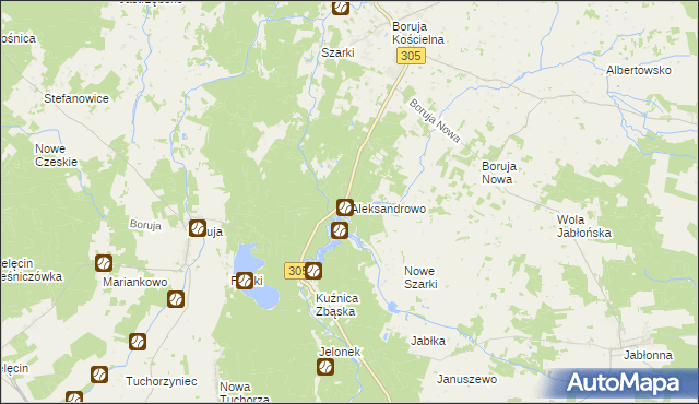 mapa Aleksandrowo gmina Rakoniewice, Aleksandrowo gmina Rakoniewice na mapie Targeo