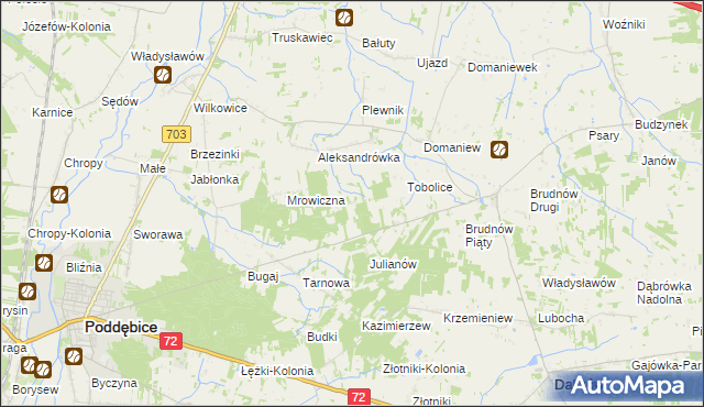 mapa Antoniew gmina Dalików, Antoniew gmina Dalików na mapie Targeo