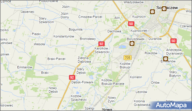 mapa Antoniew gmina Nowa Sucha, Antoniew gmina Nowa Sucha na mapie Targeo